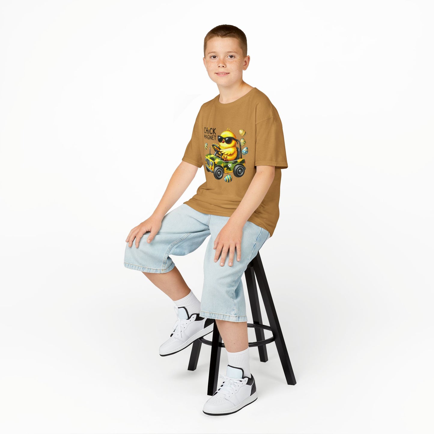 Chick Magnet Kids Tee - Cute Cartoon Chick Driving Car for Fun Spring Style