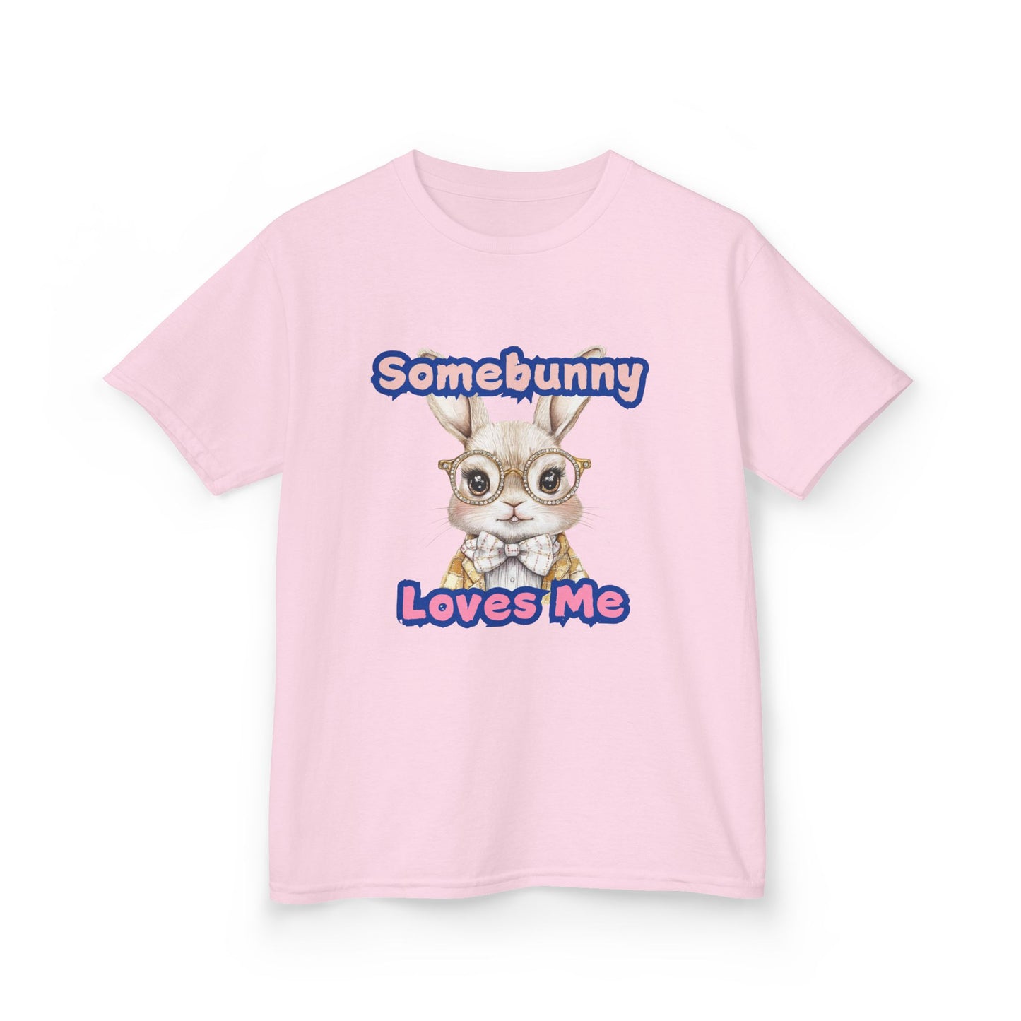 Kids Heavy Cotton Tee - Somebunny Loves Me T-Shirt for Easter and Spring Celebrations