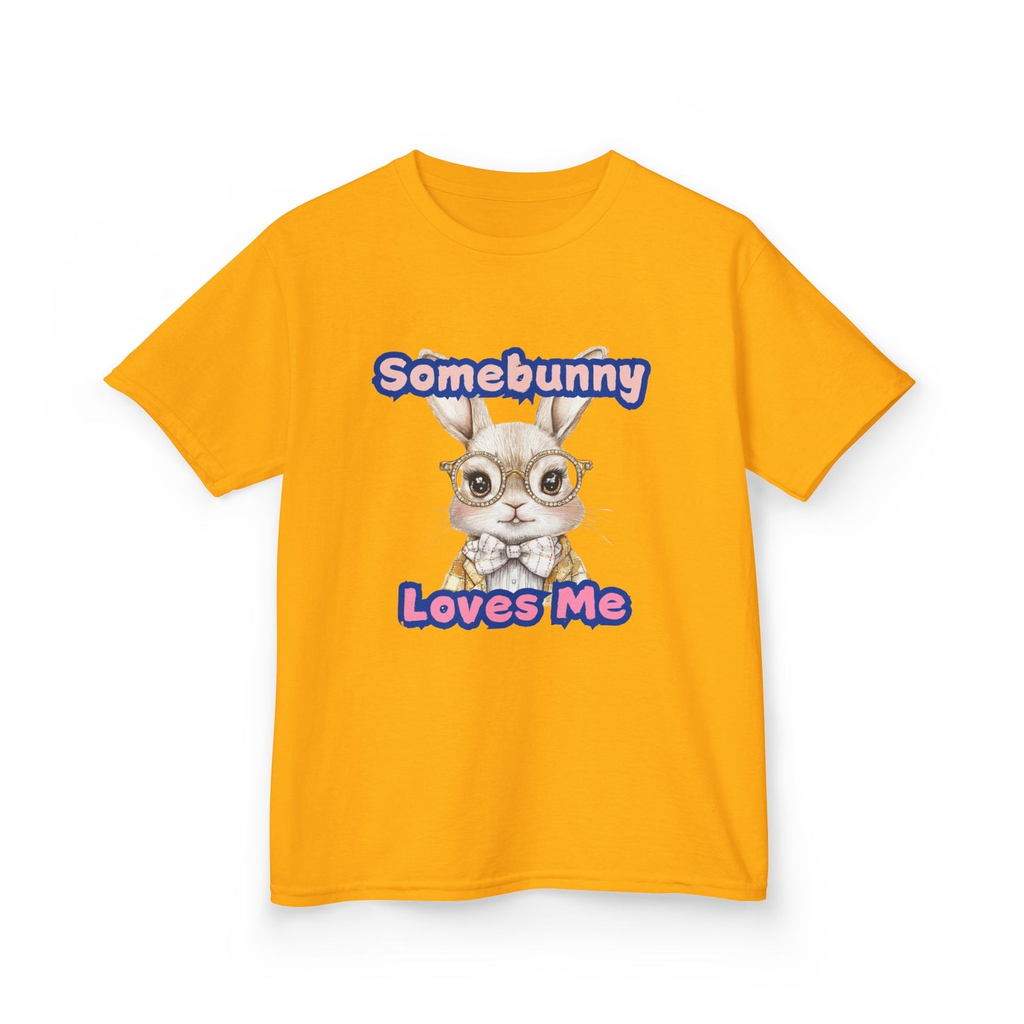 Kids Heavy Cotton Tee - Somebunny Loves Me T-Shirt for Easter and Spring Celebrations