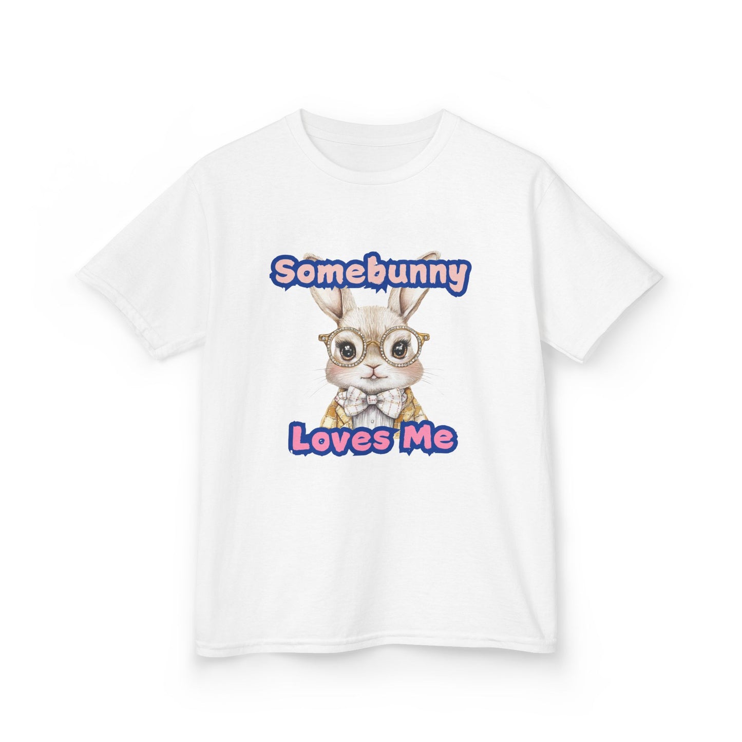 Kids Heavy Cotton Tee - Somebunny Loves Me T-Shirt for Easter and Spring Celebrations
