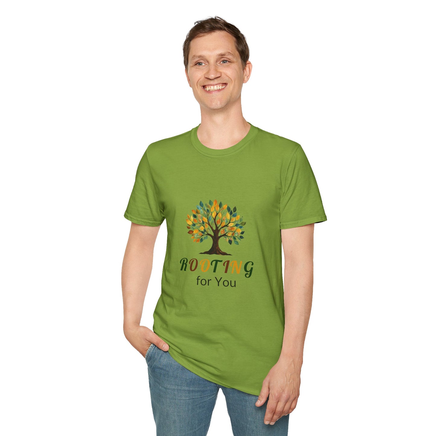 Rooting for You Unisex Softstyle T-Shirt - Tree Design for Nature Lovers