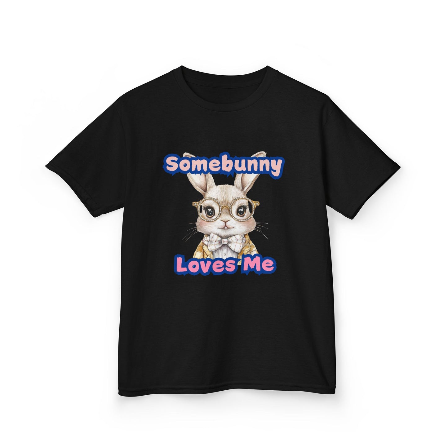Kids Heavy Cotton Tee - Somebunny Loves Me T-Shirt for Easter and Spring Celebrations
