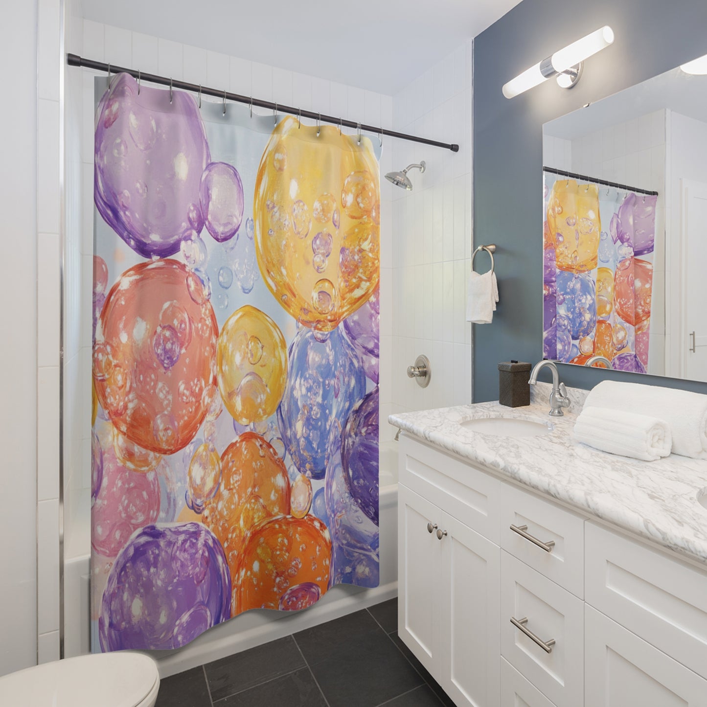 Vibrant and Playful Bubbles Shower Curtains