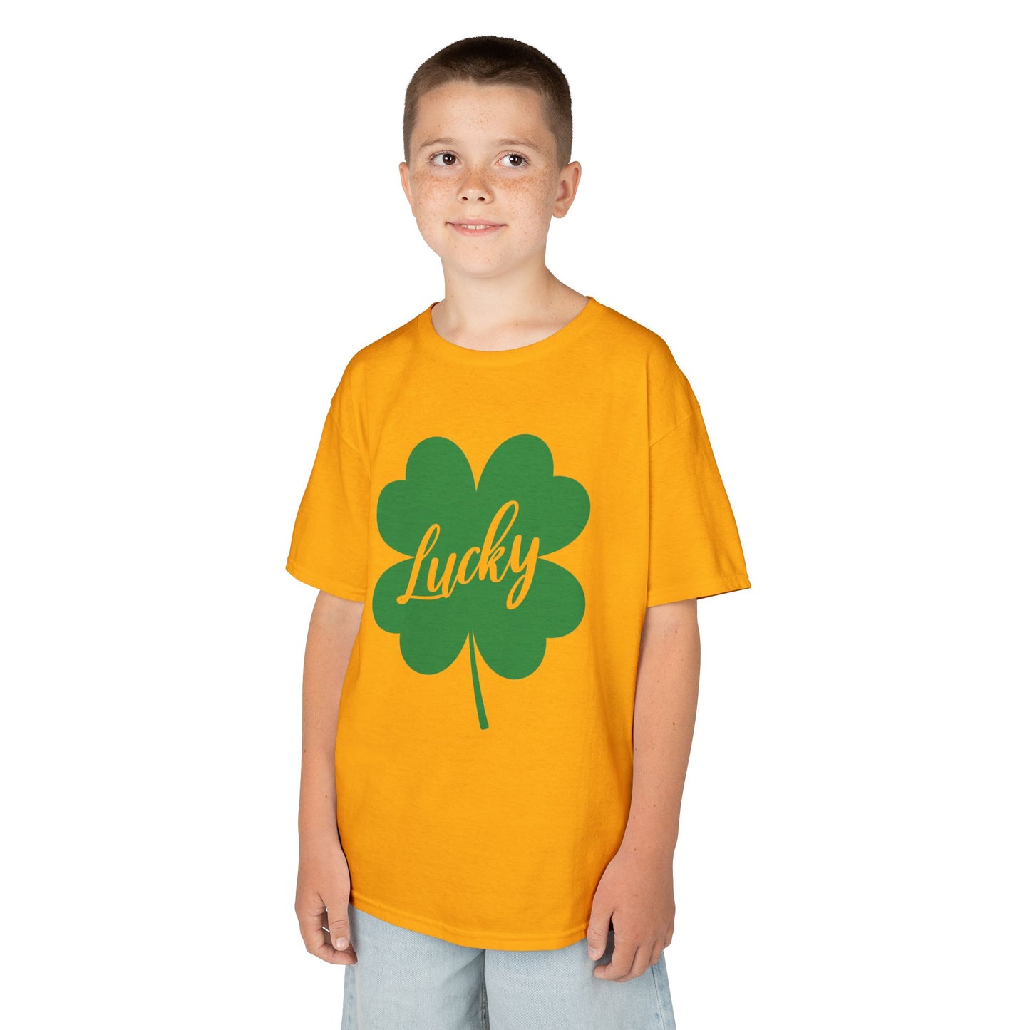 Lucky Clover Kids Heavy Cotton Tee for St. Patrick's Day
