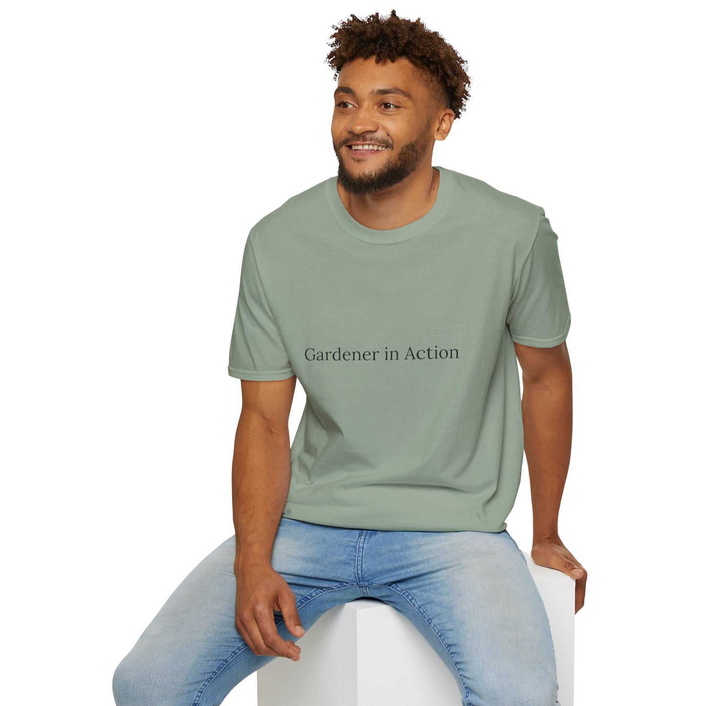 Gardener in Action Unisex Softstyle T-Shirt - Perfect Gift for Gardening Enthusiasts