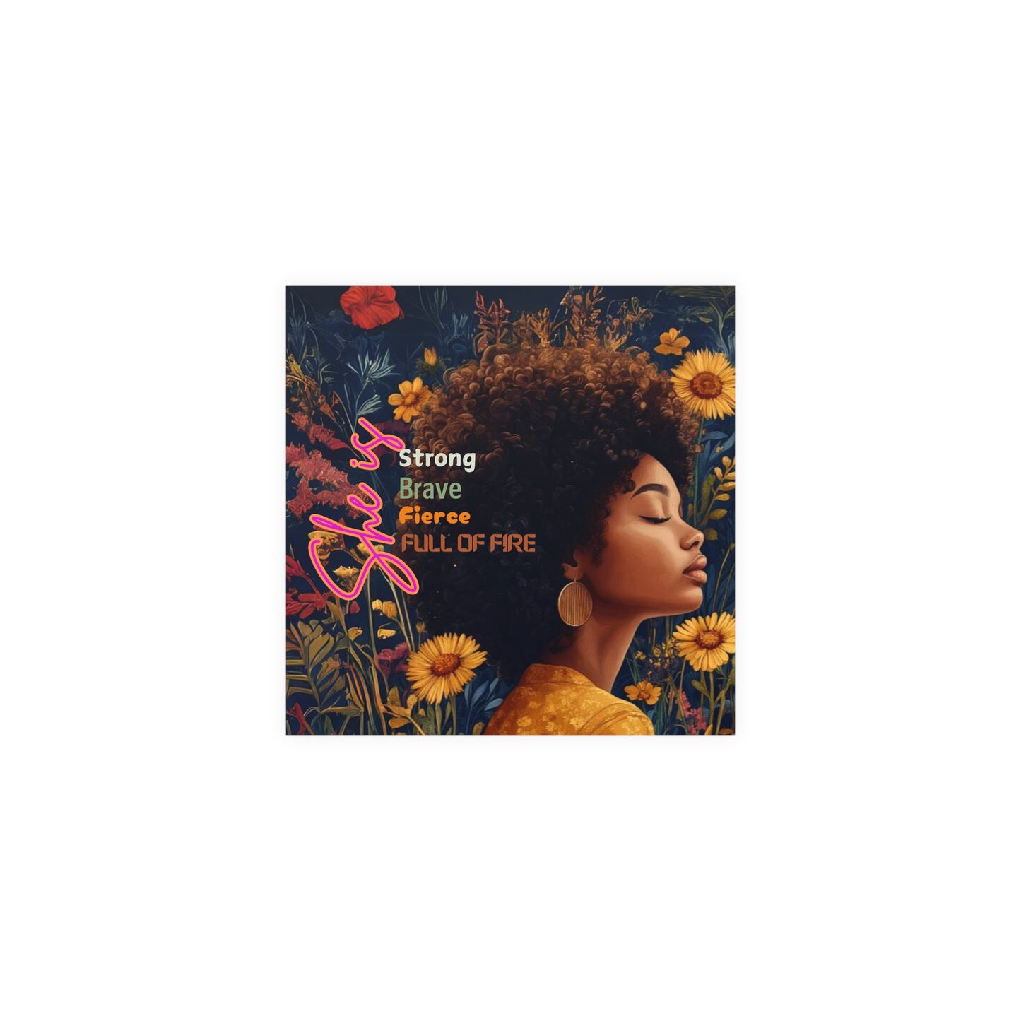 Curly Fro and Flower Matte Paper Poster
