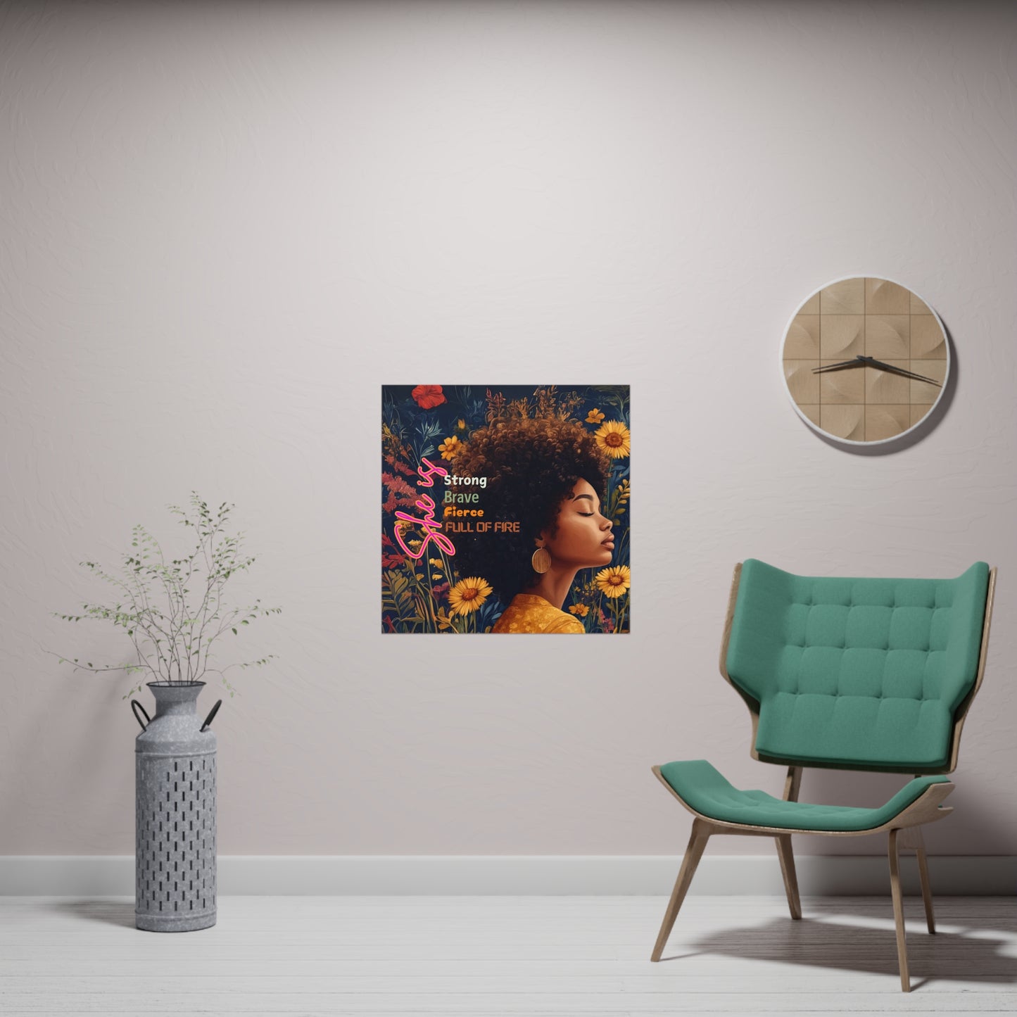 Curly Fro and Flower Matte Paper Poster