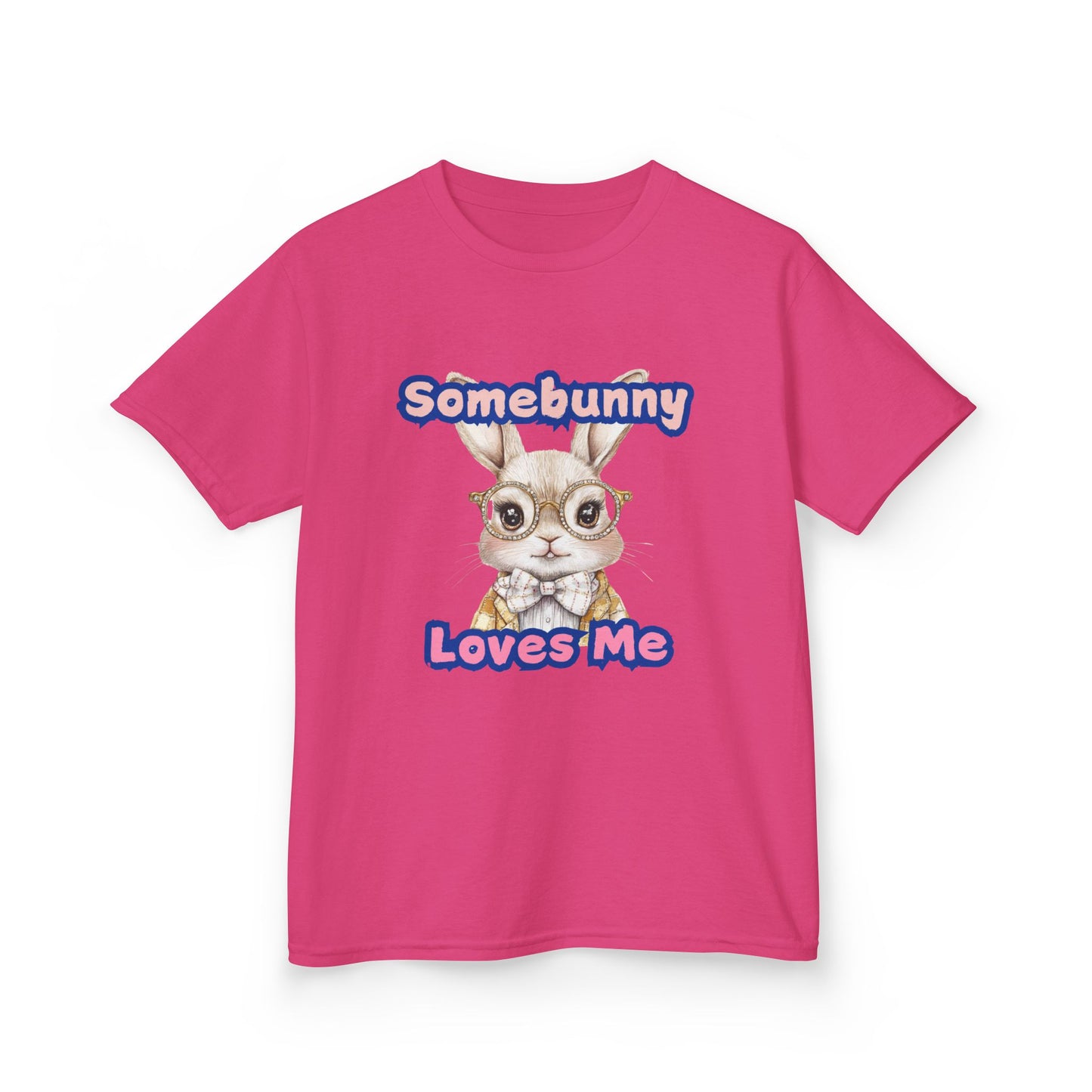 Kids Heavy Cotton Tee - Somebunny Loves Me T-Shirt for Easter and Spring Celebrations