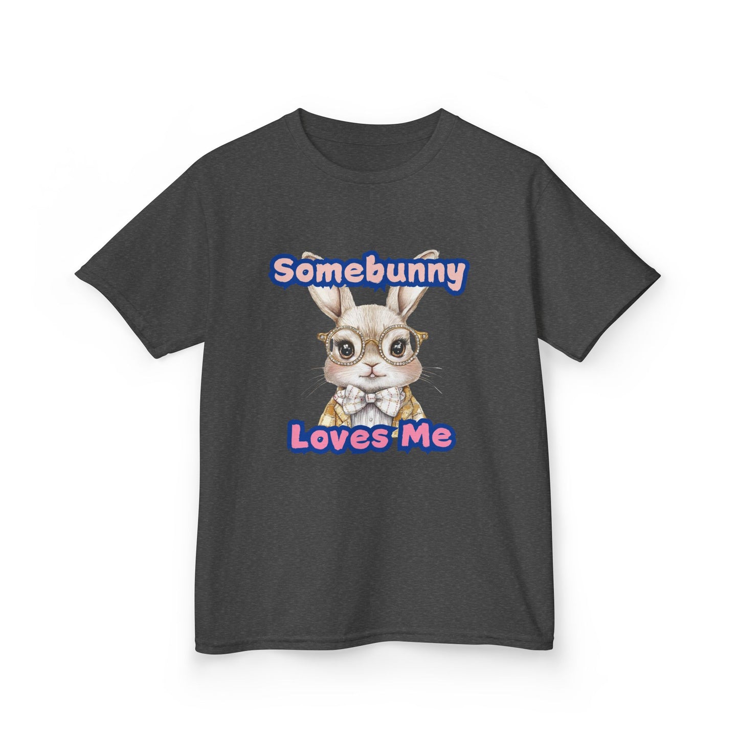 Kids Heavy Cotton Tee - Somebunny Loves Me T-Shirt for Easter and Spring Celebrations