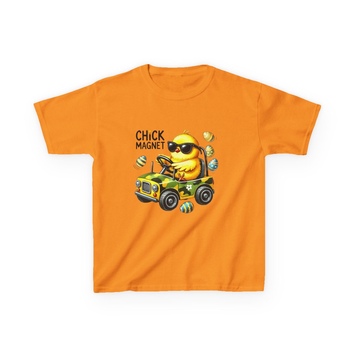 Chick Magnet Kids Tee - Cute Cartoon Chick Driving Car for Fun Spring Style