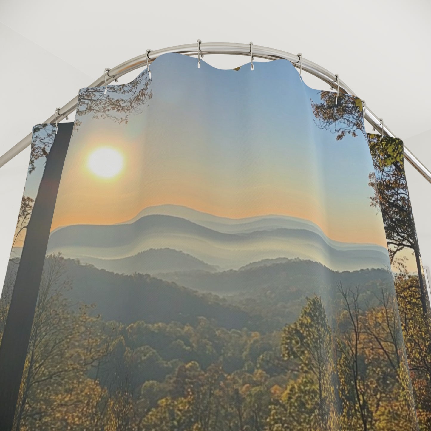 Sunkissed Forest Shower Curtain – Nature-Inspired Bathroom Decor