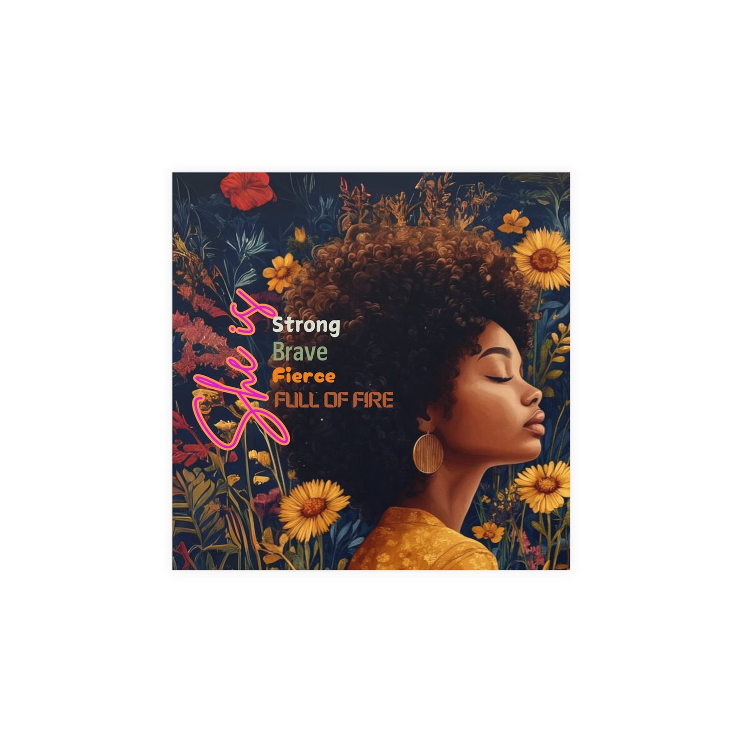 Curly Fro and Flower Matte Paper Poster