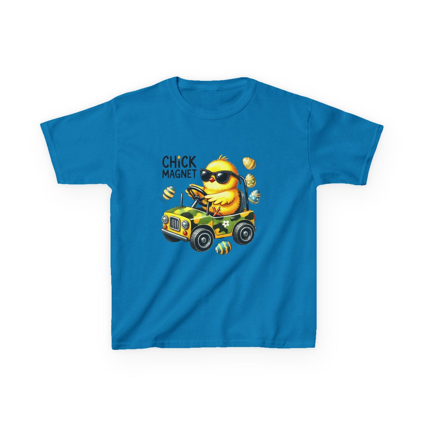 Chick Magnet Kids Tee - Cute Cartoon Chick Driving Car for Fun Spring Style