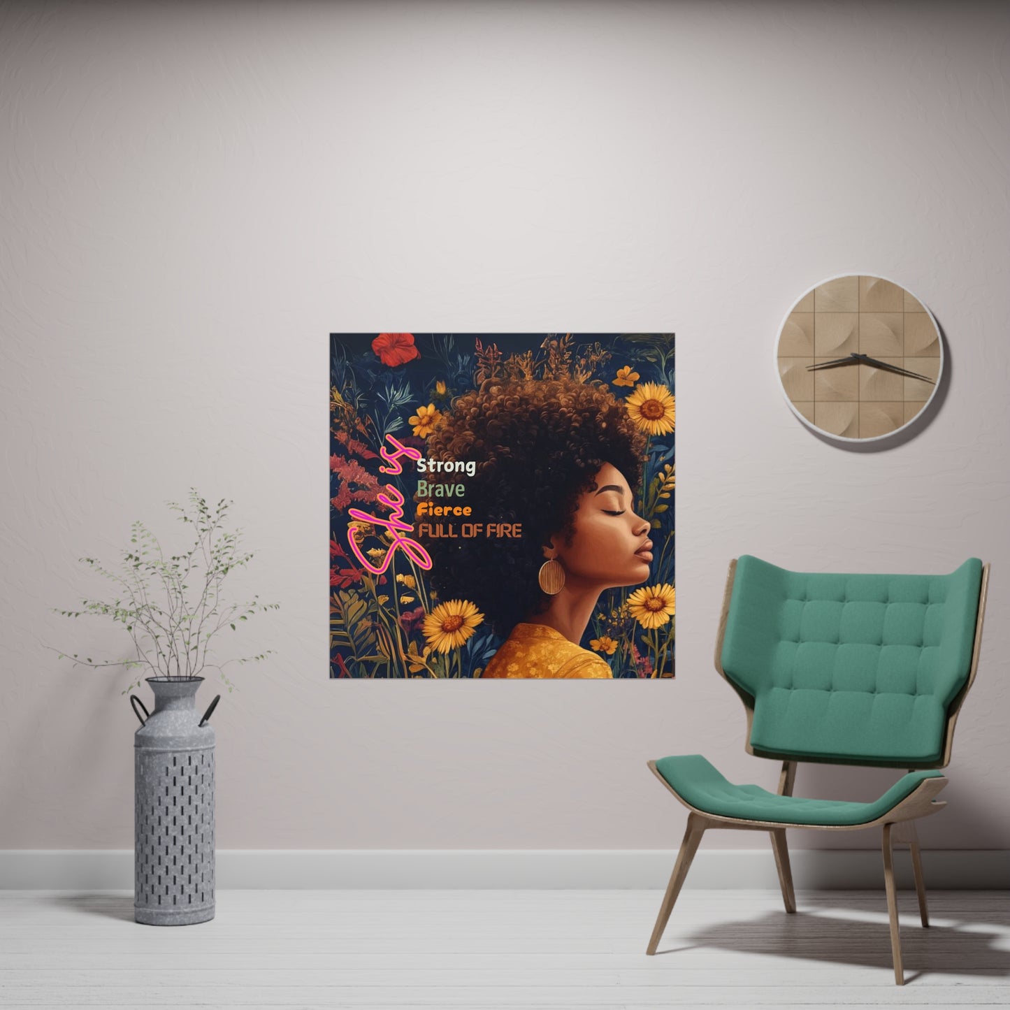 Curly Fro and Flower Matte Paper Poster