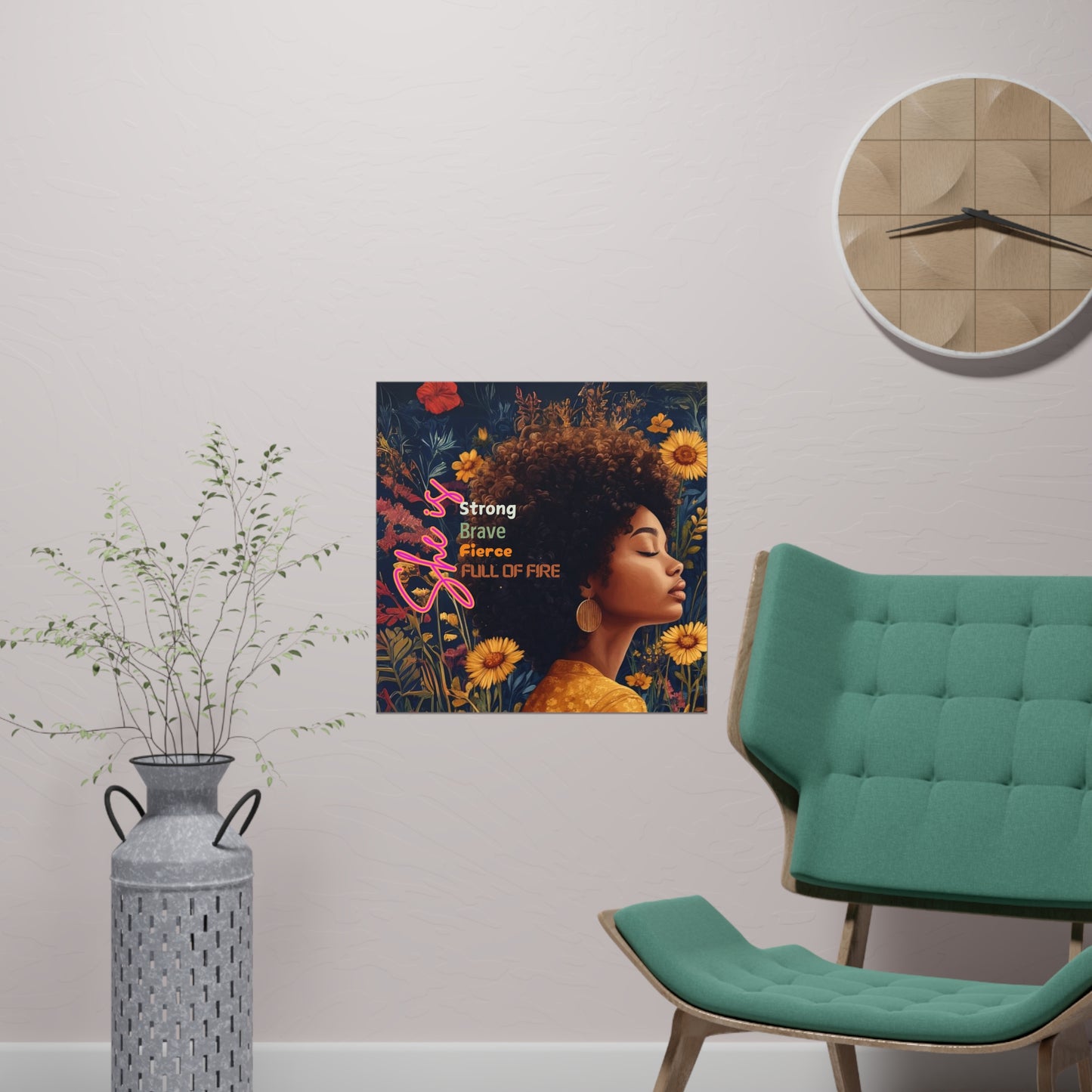 Curly Fro and Flower Matte Paper Poster