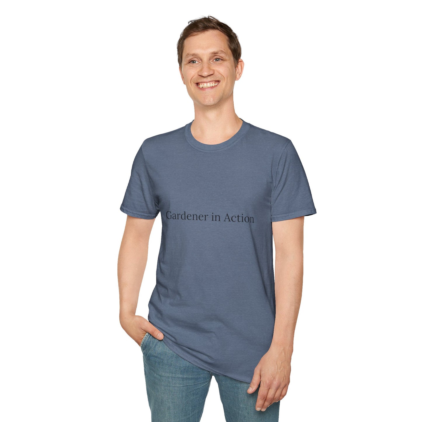 Gardener in Action Unisex Softstyle T-Shirt - Perfect Gift for Gardening Enthusiasts