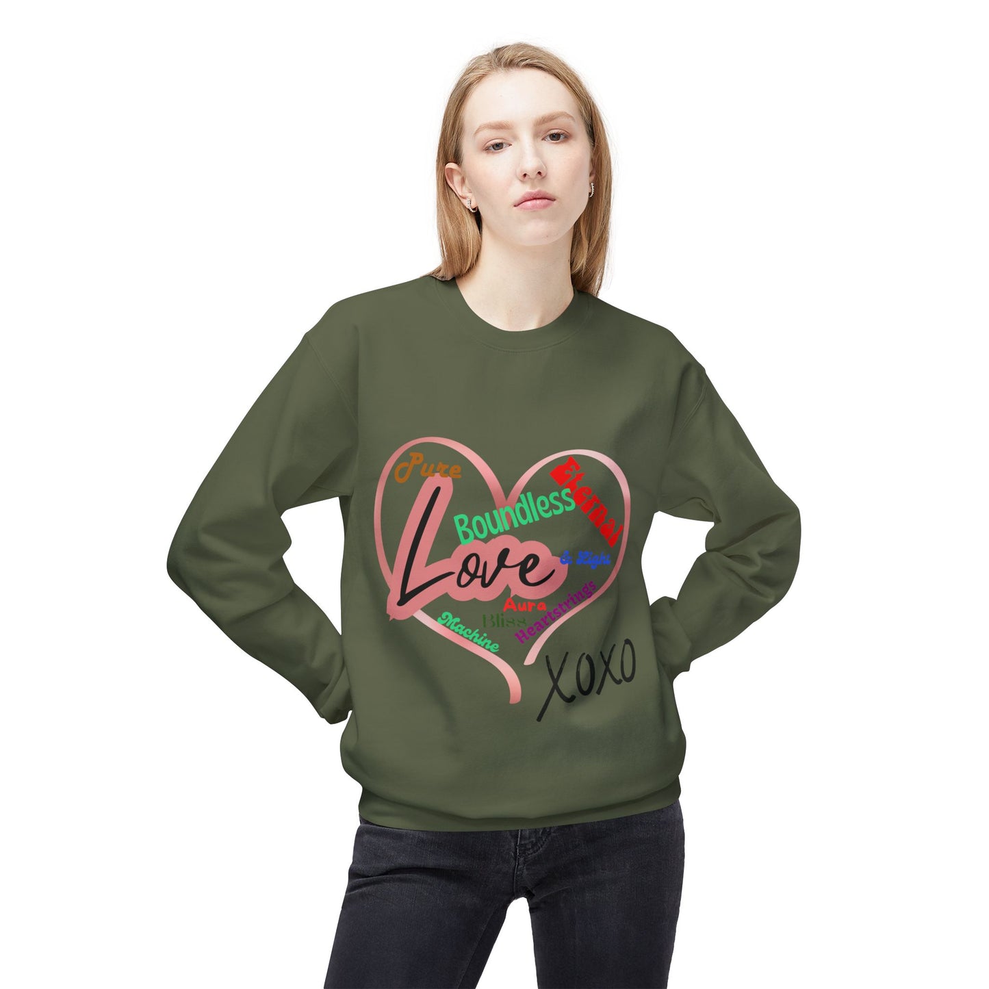 Love Words Unisex Midweight Softstyle Fleece Crewneck Sweatshirt