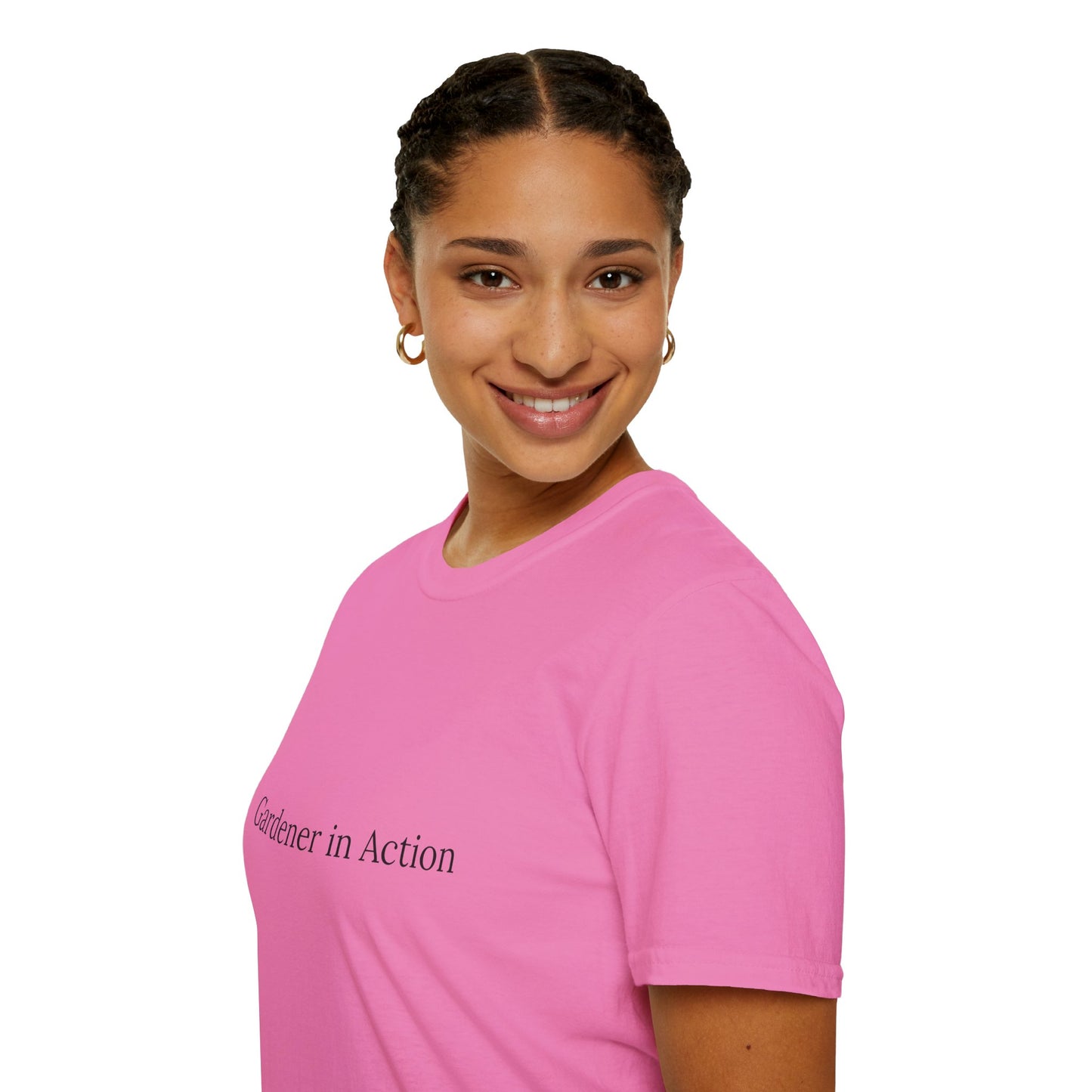 Gardener in Action Unisex Softstyle T-Shirt - Perfect Gift for Gardening Enthusiasts