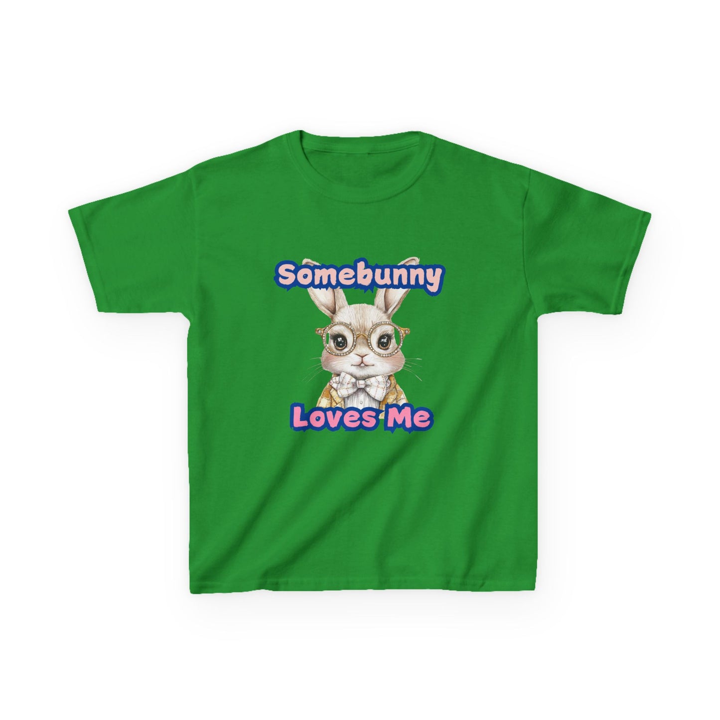 Kids Heavy Cotton Tee - Somebunny Loves Me T-Shirt for Easter and Spring Celebrations