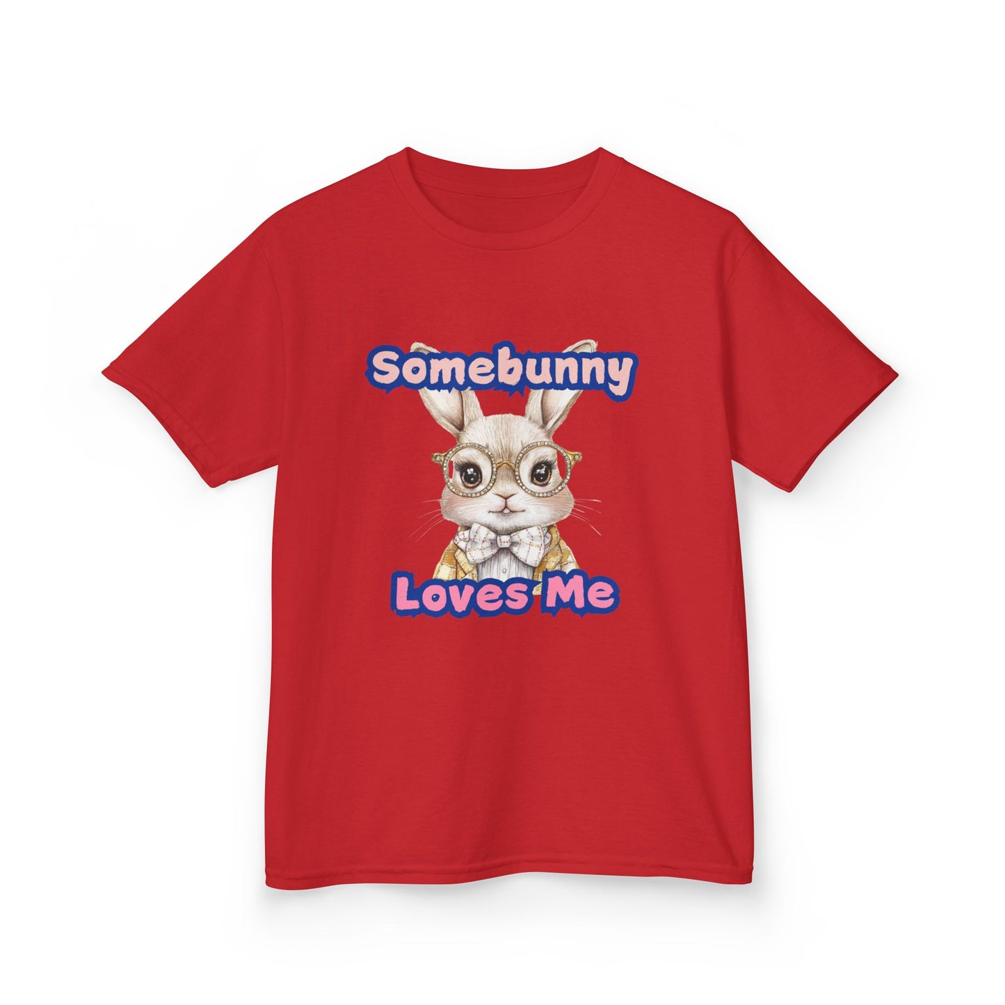 Kids Heavy Cotton Tee - Somebunny Loves Me T-Shirt for Easter and Spring Celebrations