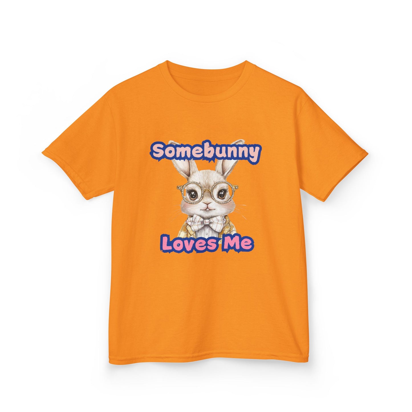 Kids Heavy Cotton Tee - Somebunny Loves Me T-Shirt for Easter and Spring Celebrations