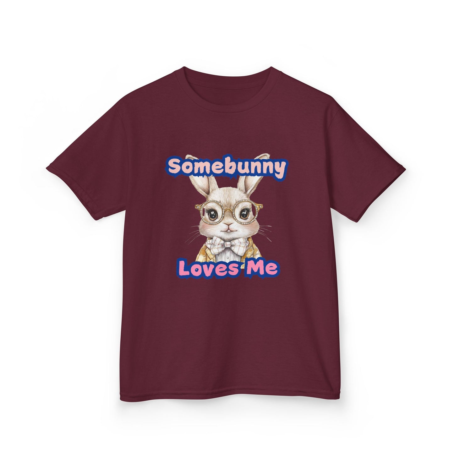 Kids Heavy Cotton Tee - Somebunny Loves Me T-Shirt for Easter and Spring Celebrations