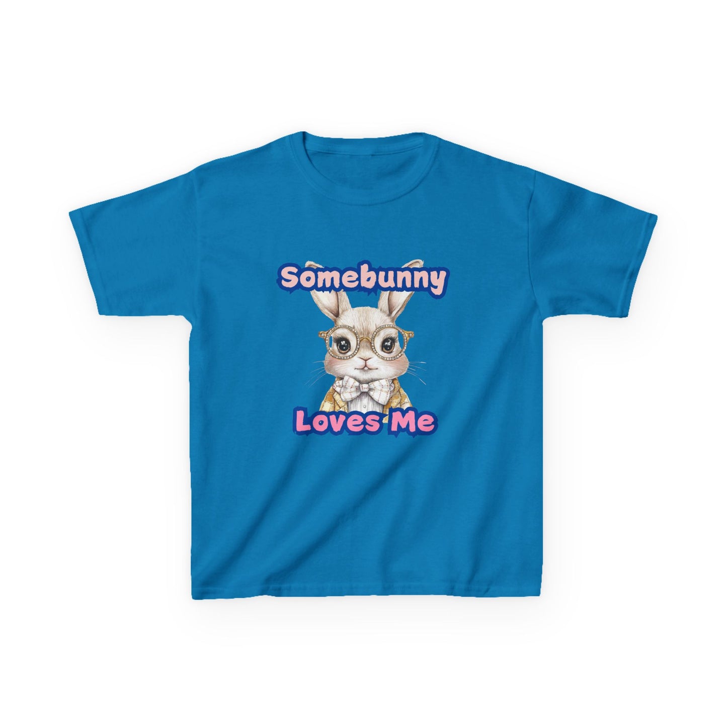 Kids Heavy Cotton Tee - Somebunny Loves Me T-Shirt for Easter and Spring Celebrations