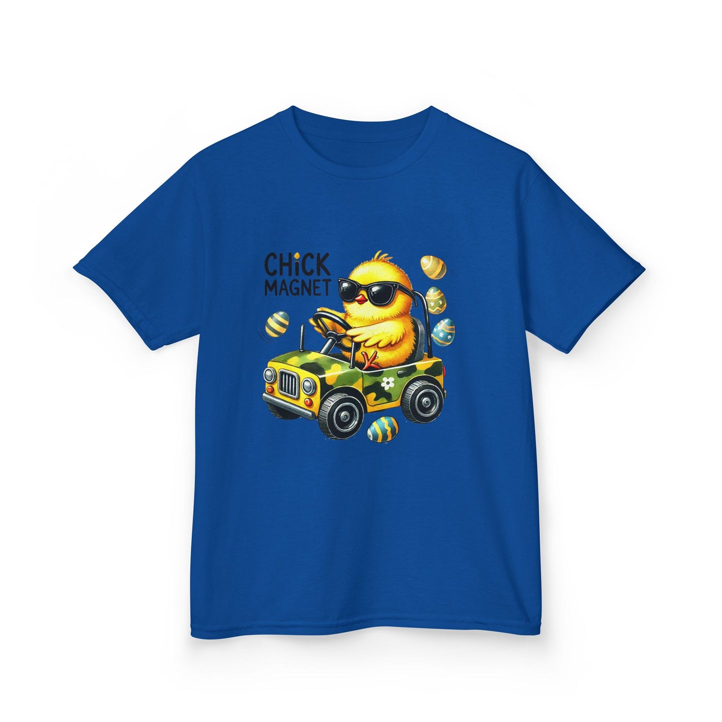 Chick Magnet Kids Tee - Cute Cartoon Chick Driving Car for Fun Spring Style