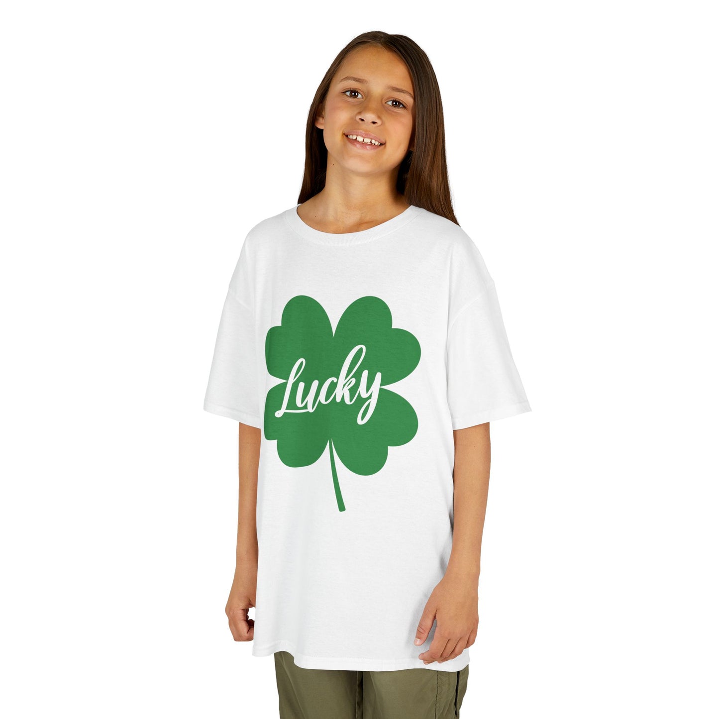 Lucky Clover Kids Heavy Cotton Tee for St. Patrick's Day