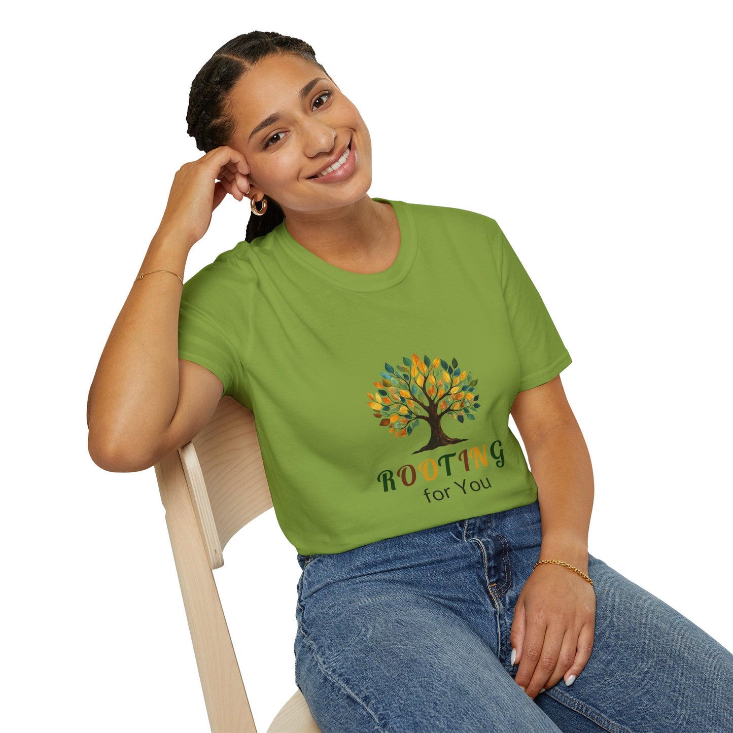 Rooting for You Unisex Softstyle T-Shirt - Tree Design for Nature Lovers