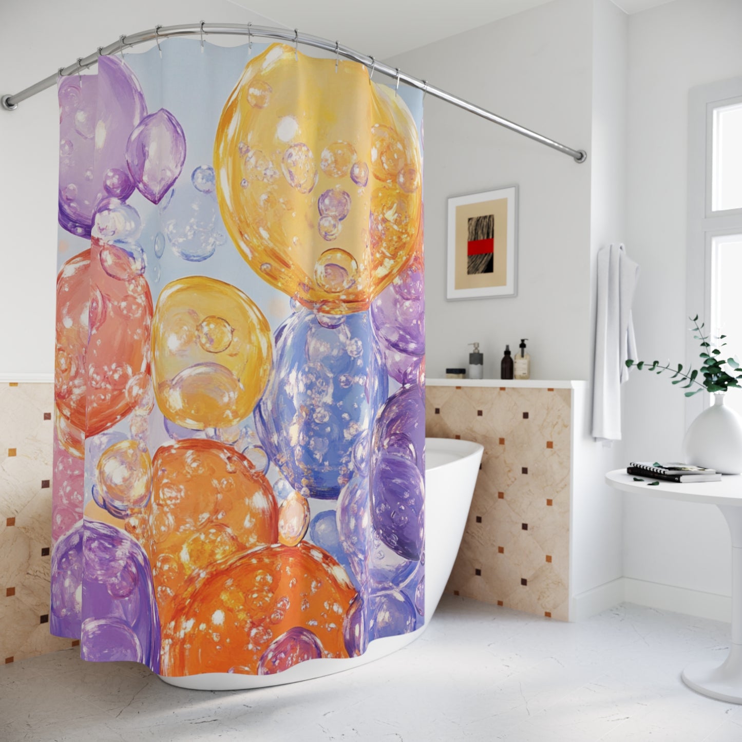 Vibrant and Playful Bubbles Shower Curtains