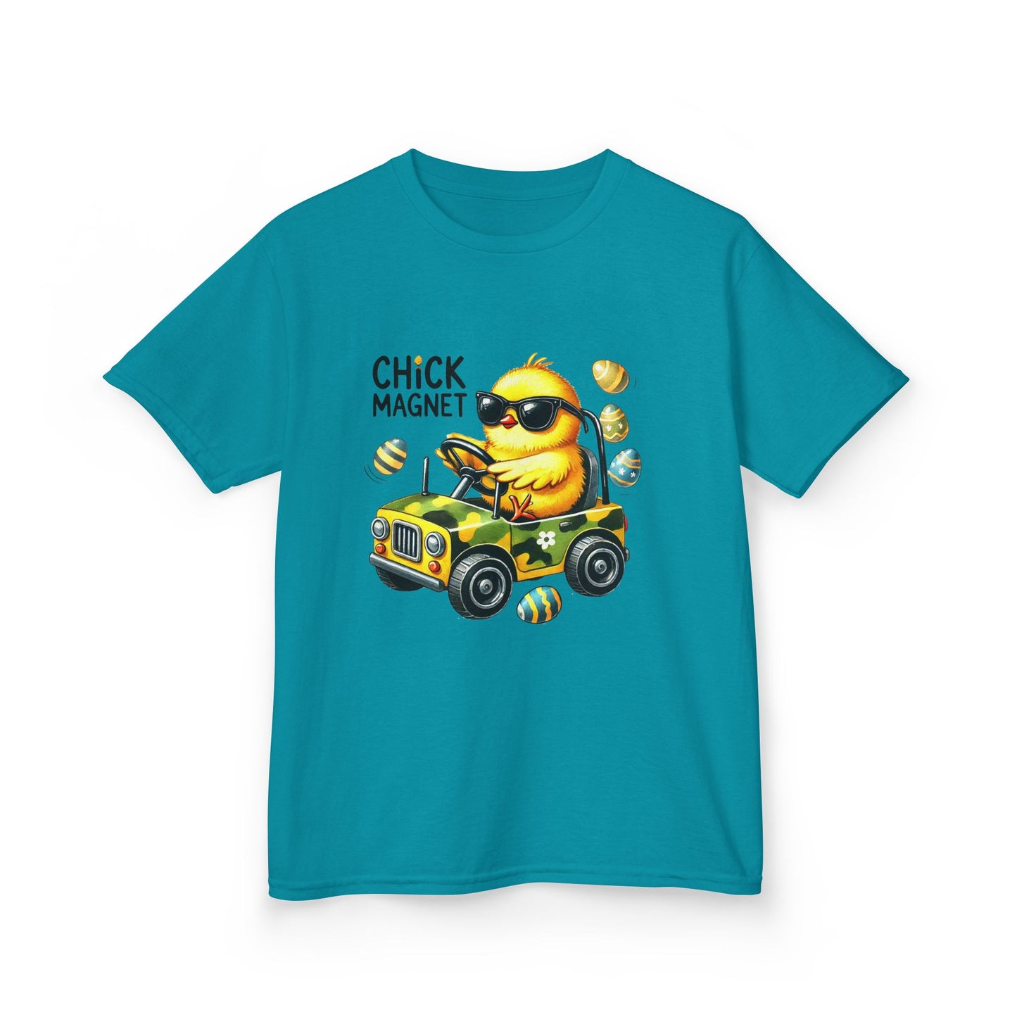Chick Magnet Kids Tee - Cute Cartoon Chick Driving Car for Fun Spring Style