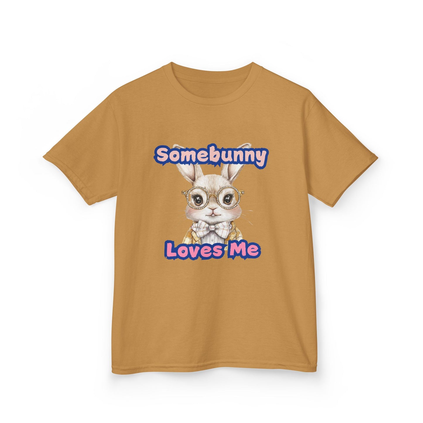 Kids Heavy Cotton Tee - Somebunny Loves Me T-Shirt for Easter and Spring Celebrations