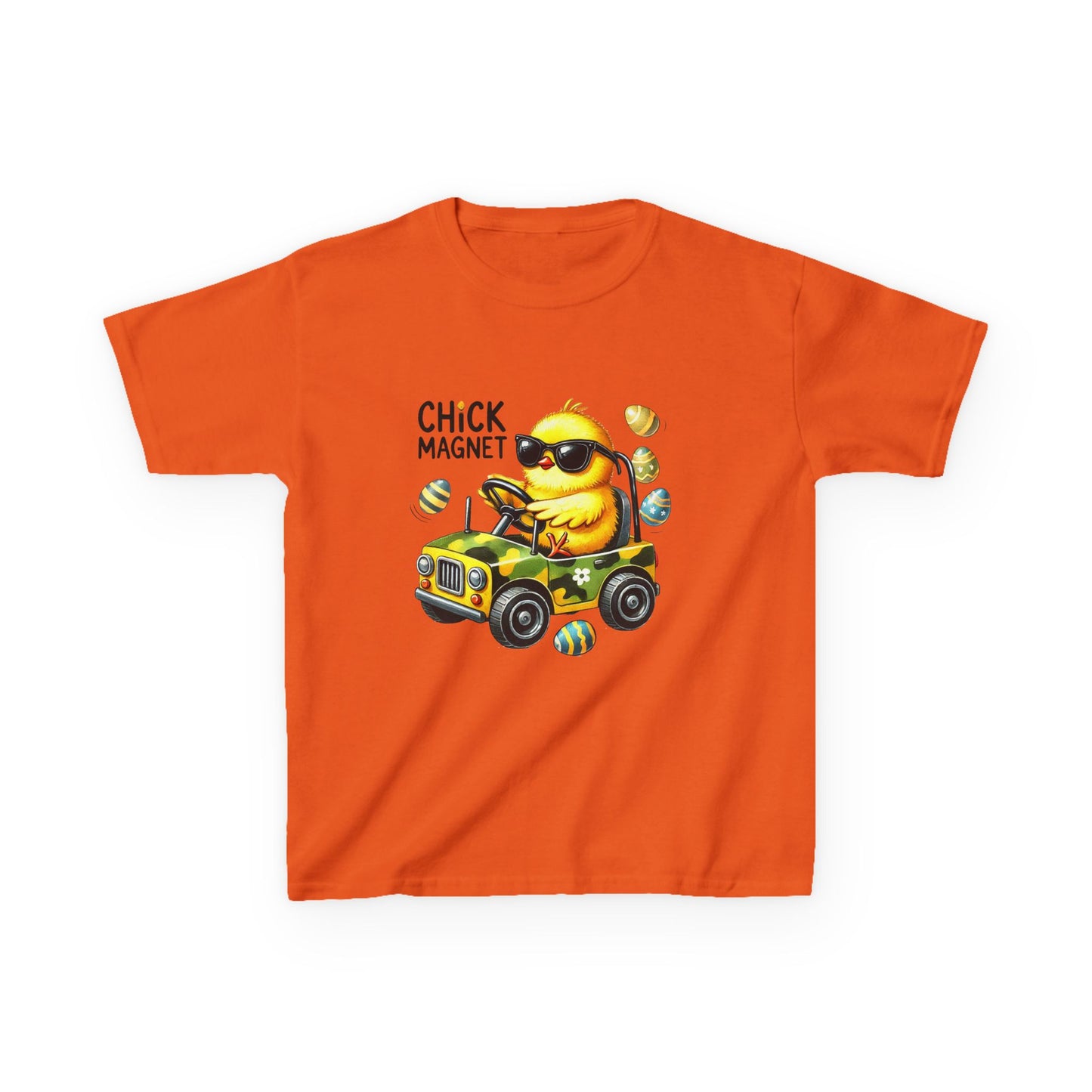 Chick Magnet Kids Tee - Cute Cartoon Chick Driving Car for Fun Spring Style
