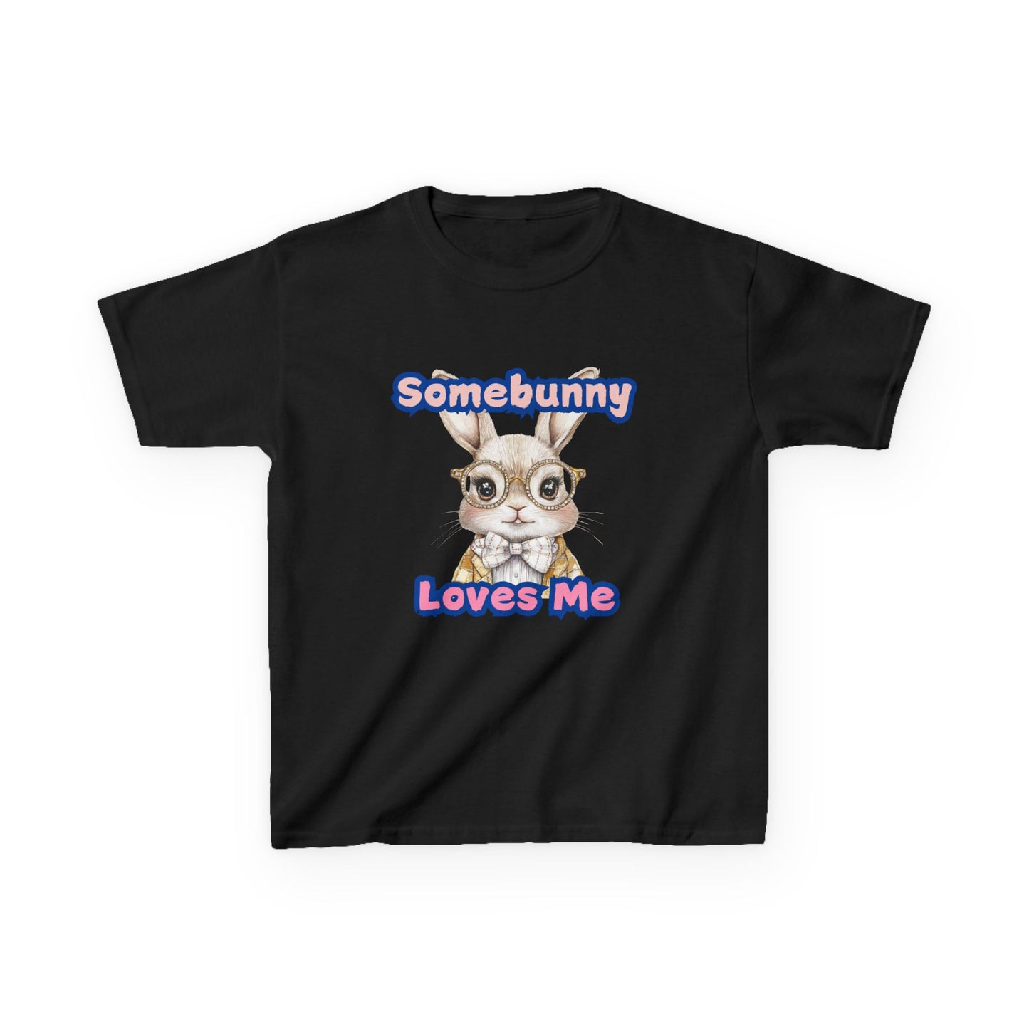 Kids Heavy Cotton Tee - Somebunny Loves Me T-Shirt for Easter and Spring Celebrations