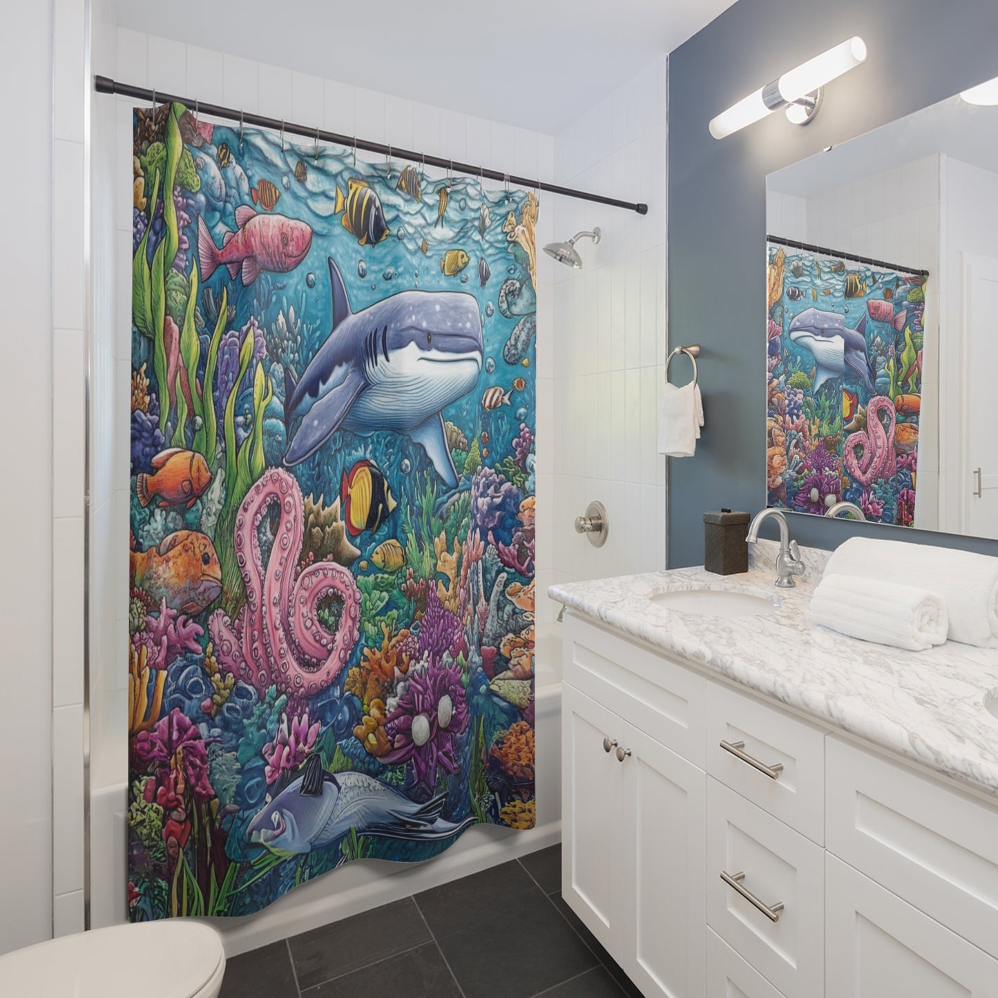 Underwater Life Shower Curtain – Ocean-Inspired Bathroom Decor