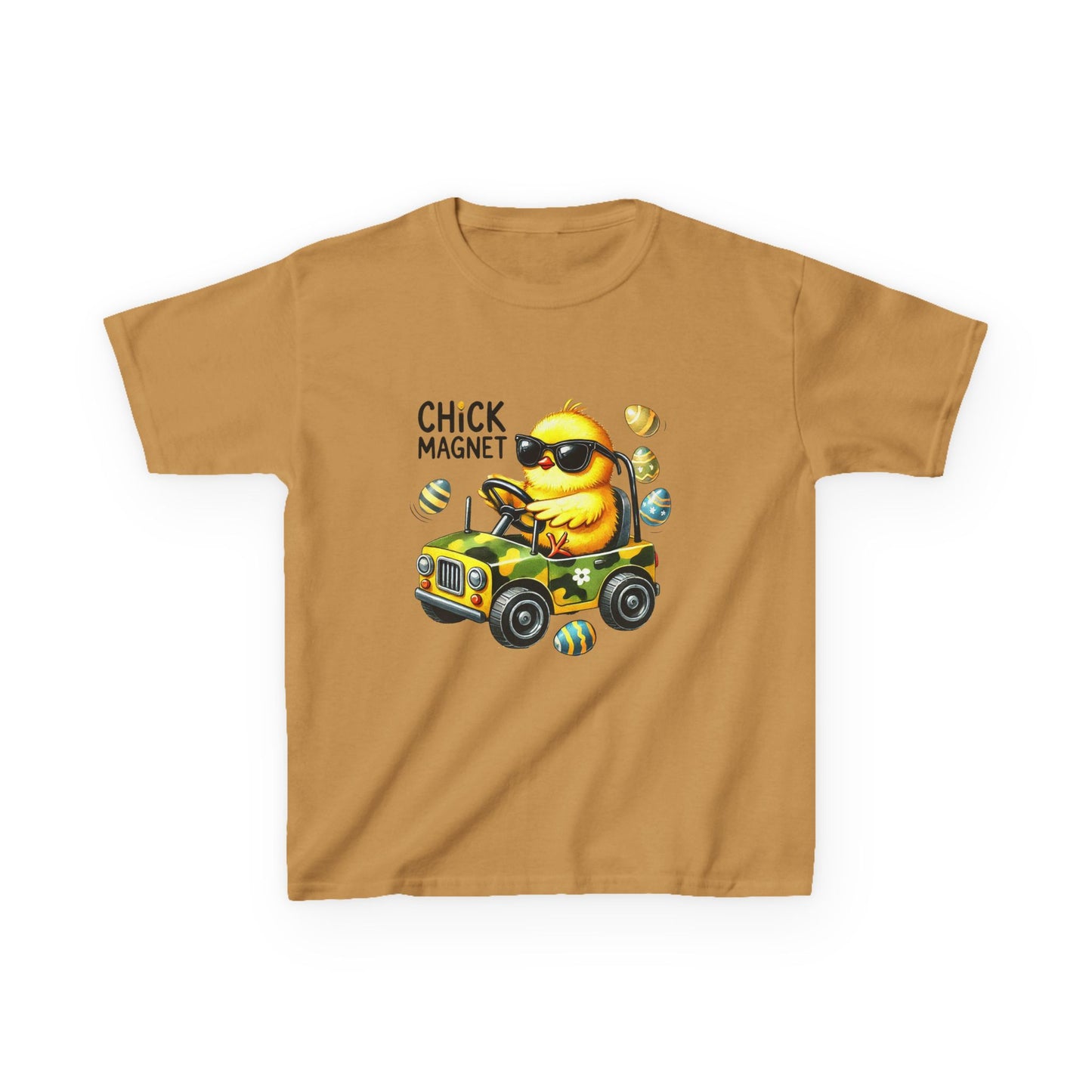 Chick Magnet Kids Tee - Cute Cartoon Chick Driving Car for Fun Spring Style