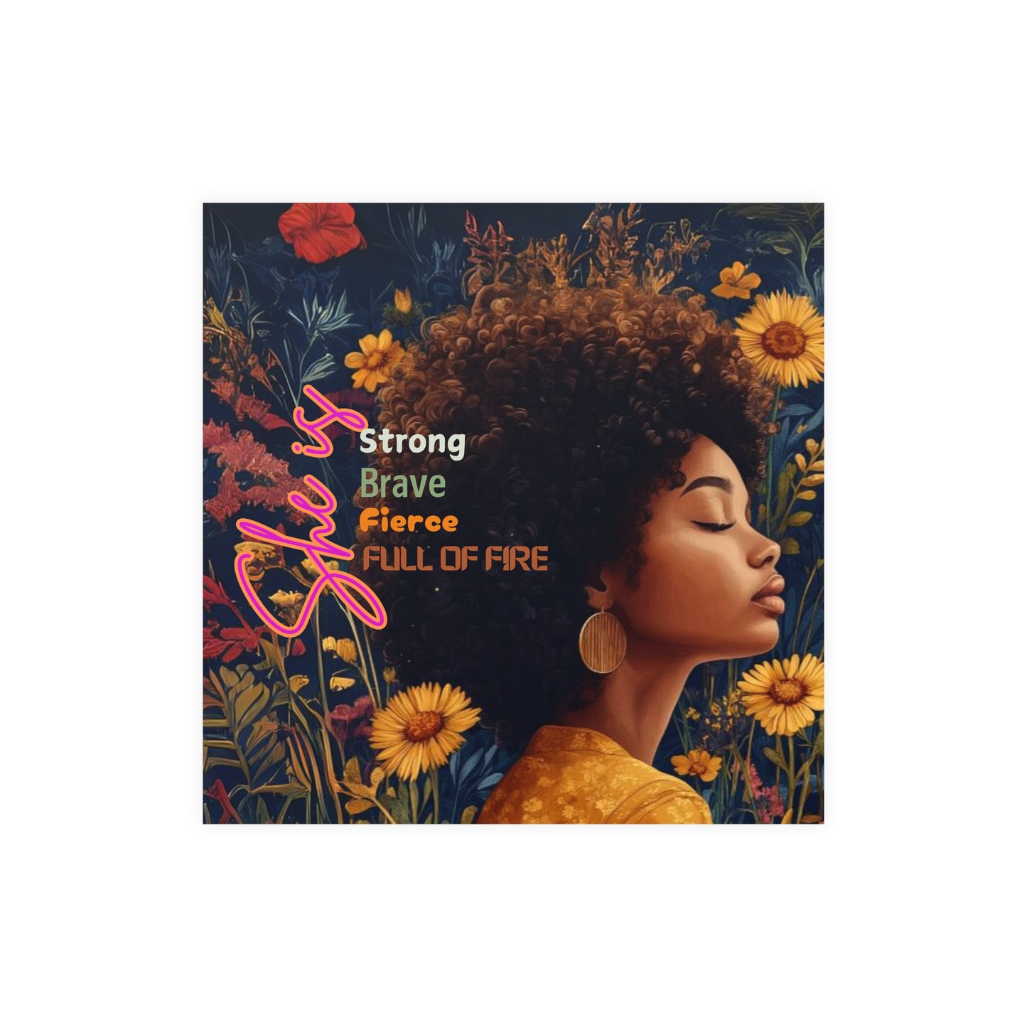 Curly Fro and Flower Matte Paper Poster