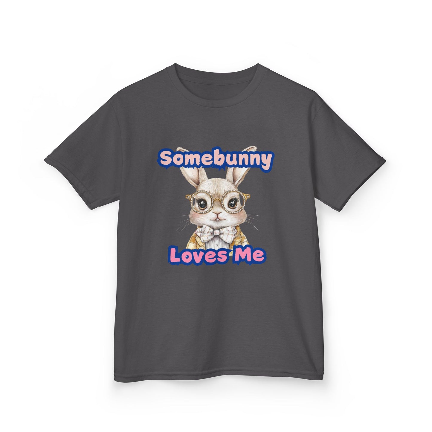 Kids Heavy Cotton Tee - Somebunny Loves Me T-Shirt for Easter and Spring Celebrations