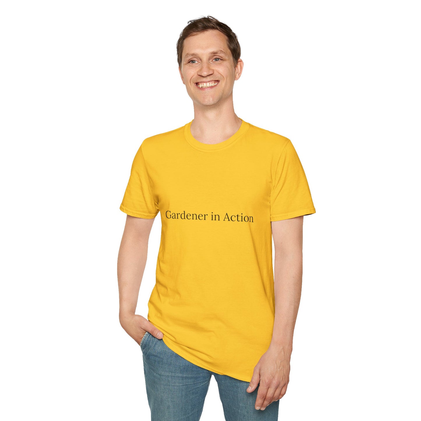 Gardener in Action Unisex Softstyle T-Shirt - Perfect Gift for Gardening Enthusiasts