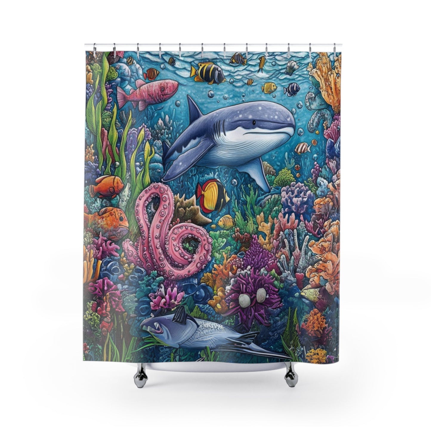 Underwater Life Shower Curtain – Ocean-Inspired Bathroom Decor