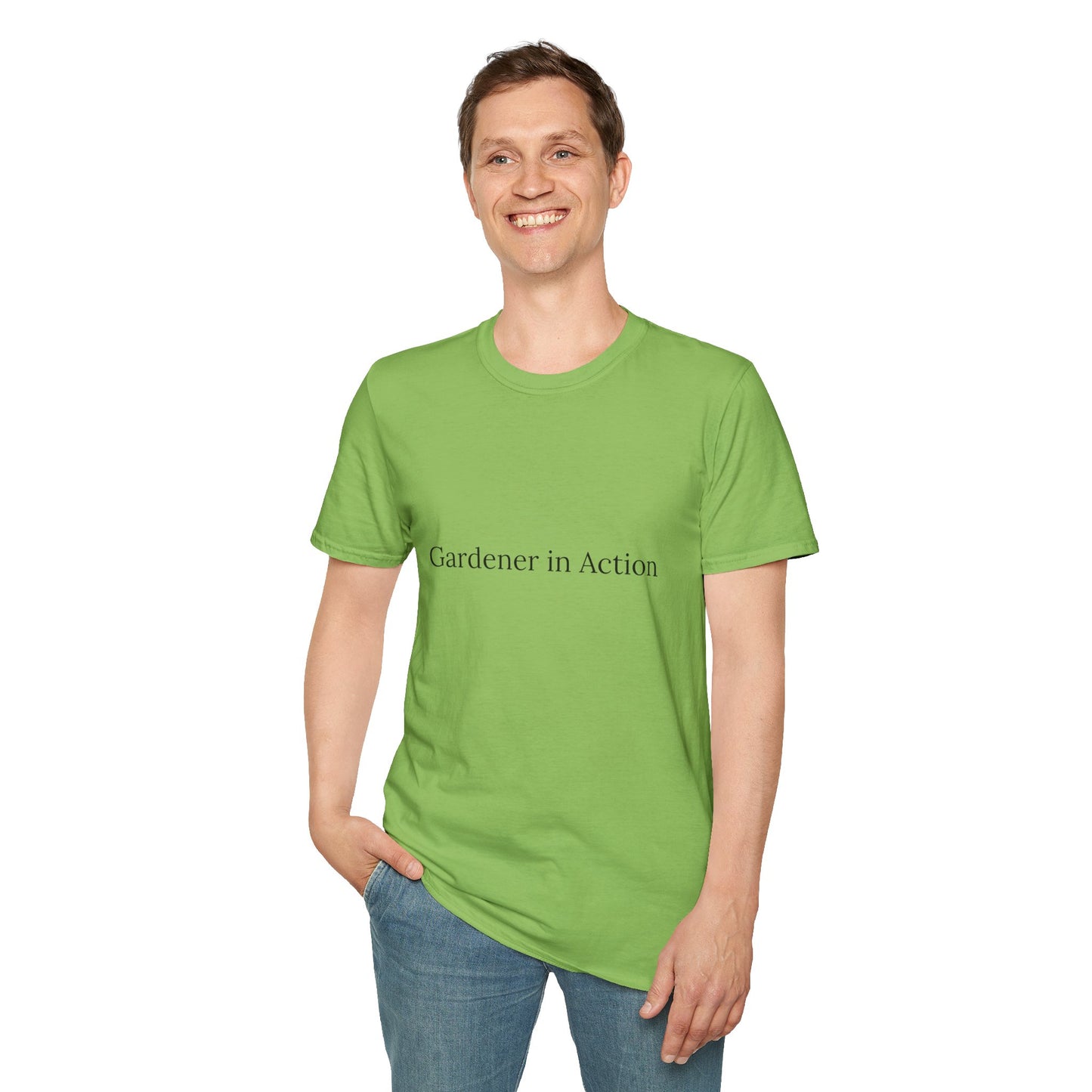 Gardener in Action Unisex Softstyle T-Shirt - Perfect Gift for Gardening Enthusiasts