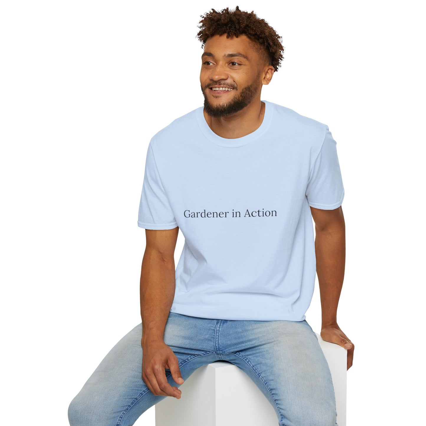 Gardener in Action Unisex Softstyle T-Shirt - Perfect Gift for Gardening Enthusiasts