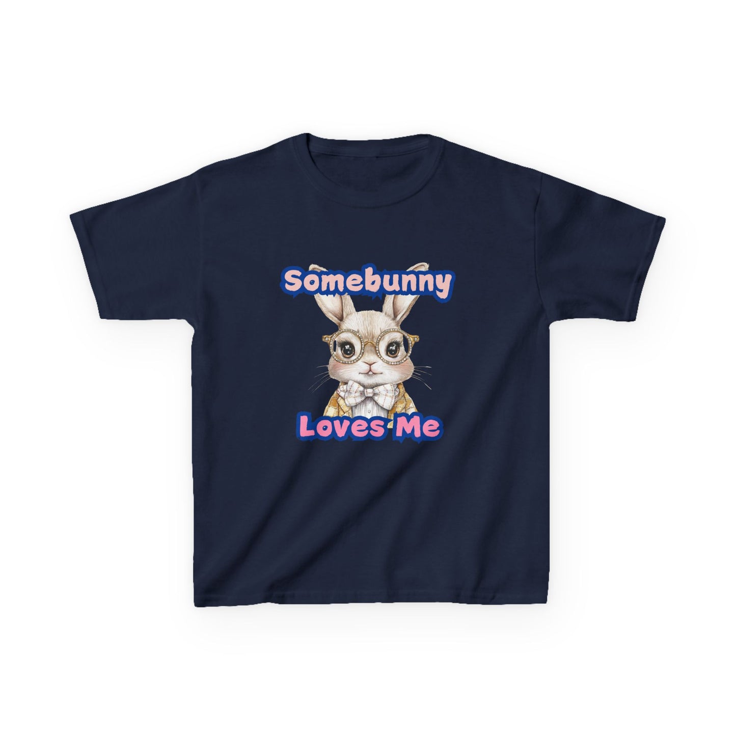 Kids Heavy Cotton Tee - Somebunny Loves Me T-Shirt for Easter and Spring Celebrations