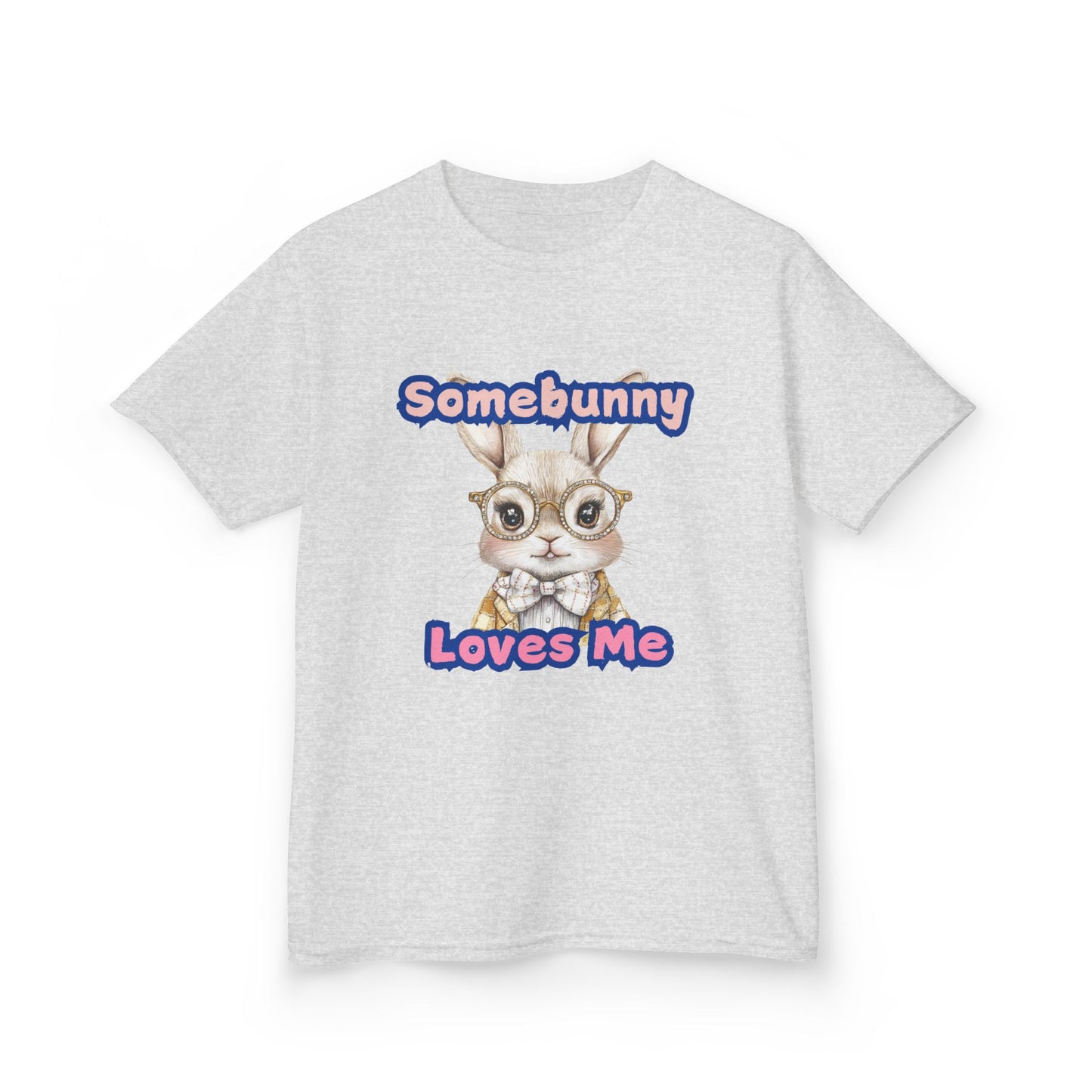 Kids Heavy Cotton Tee - Somebunny Loves Me T-Shirt for Easter and Spring Celebrations