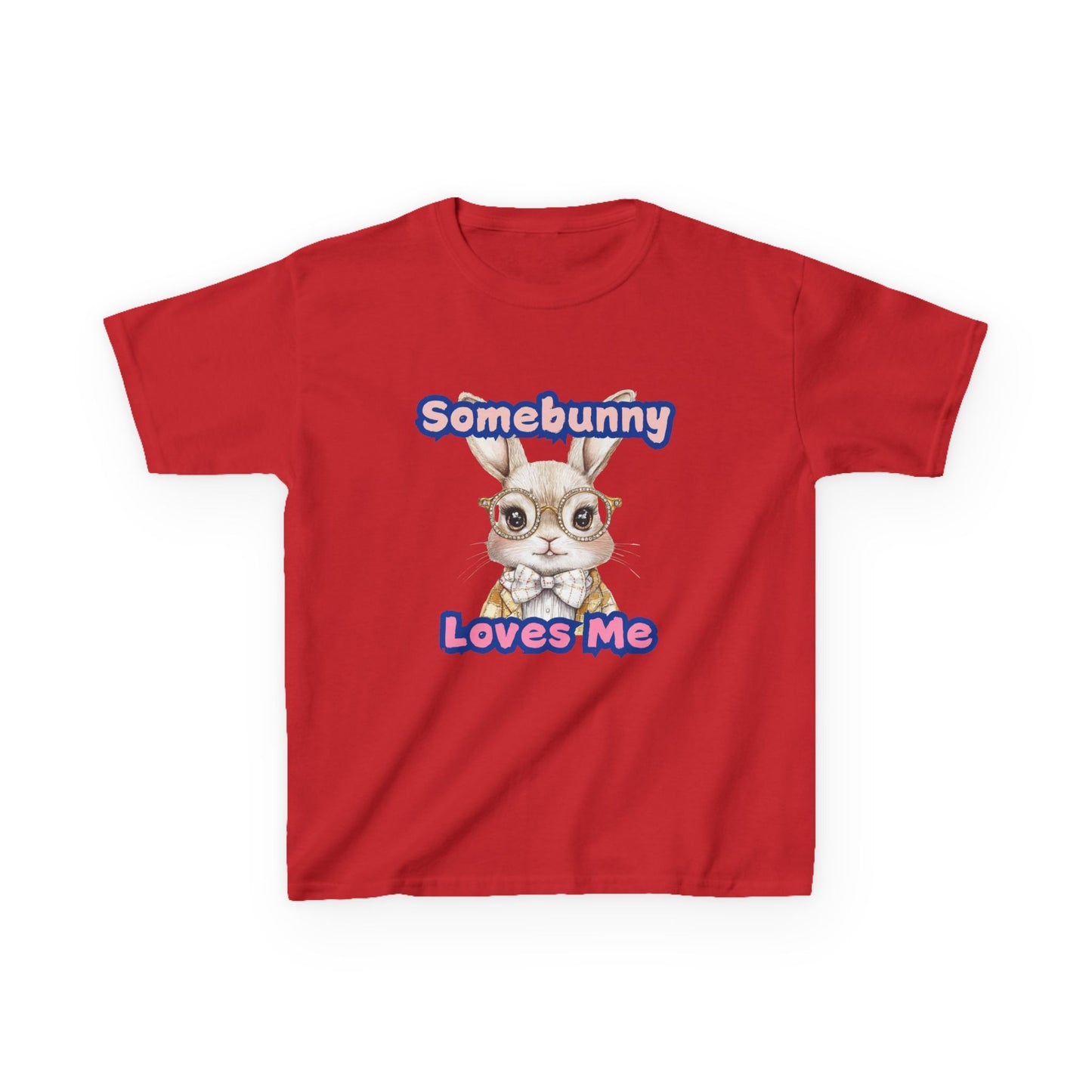 Kids Heavy Cotton Tee - Somebunny Loves Me T-Shirt for Easter and Spring Celebrations