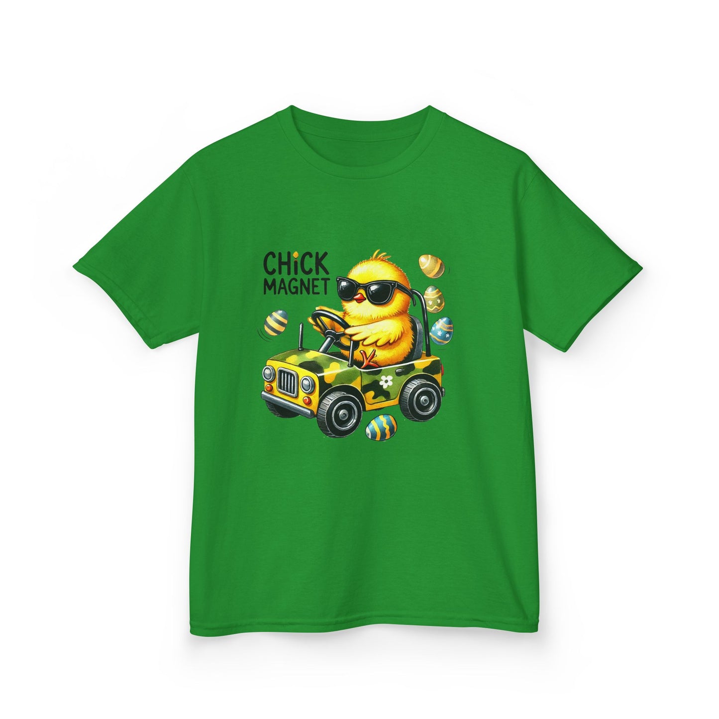 Chick Magnet Kids Tee - Cute Cartoon Chick Driving Car for Fun Spring Style