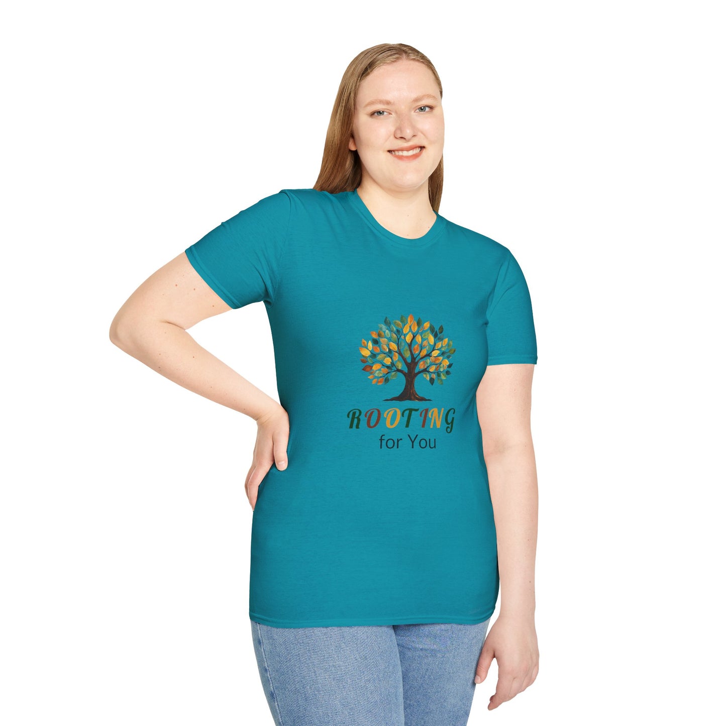 Rooting for You Unisex Softstyle T-Shirt - Tree Design for Nature Lovers