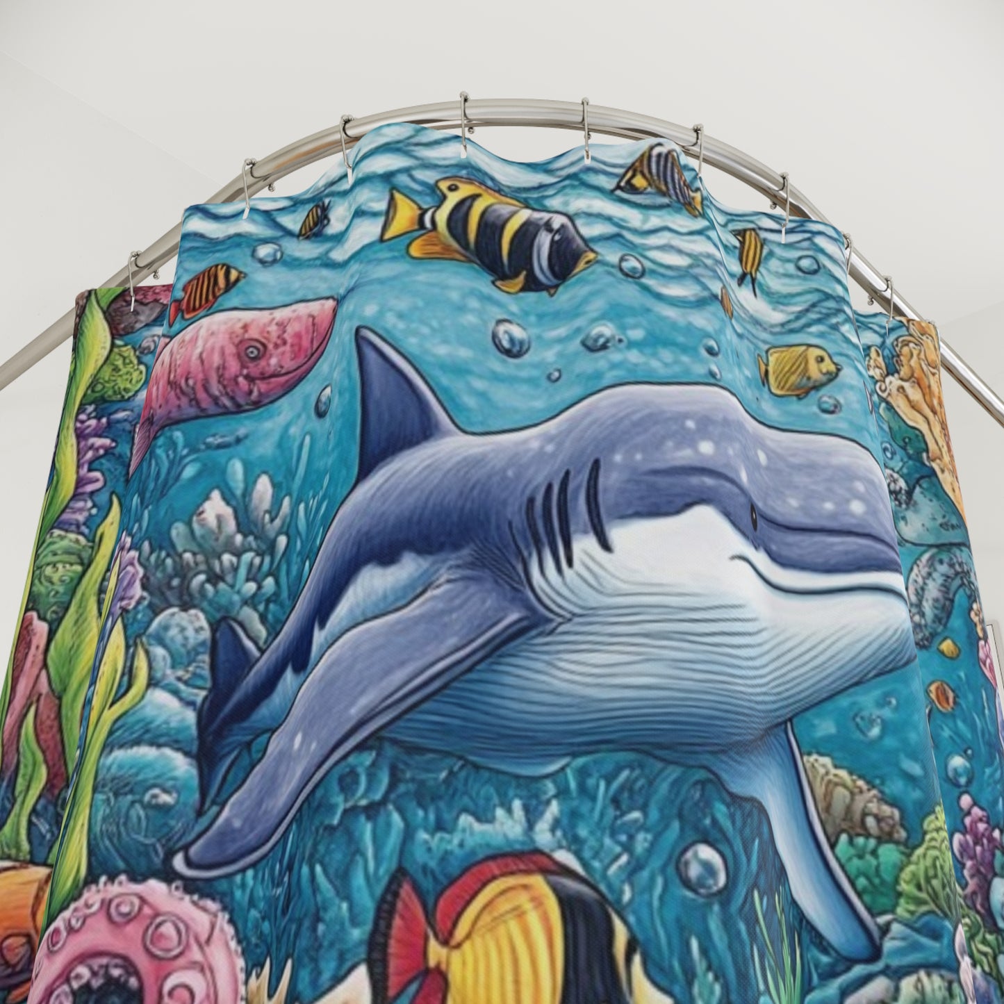 Underwater Life Shower Curtain – Ocean-Inspired Bathroom Decor