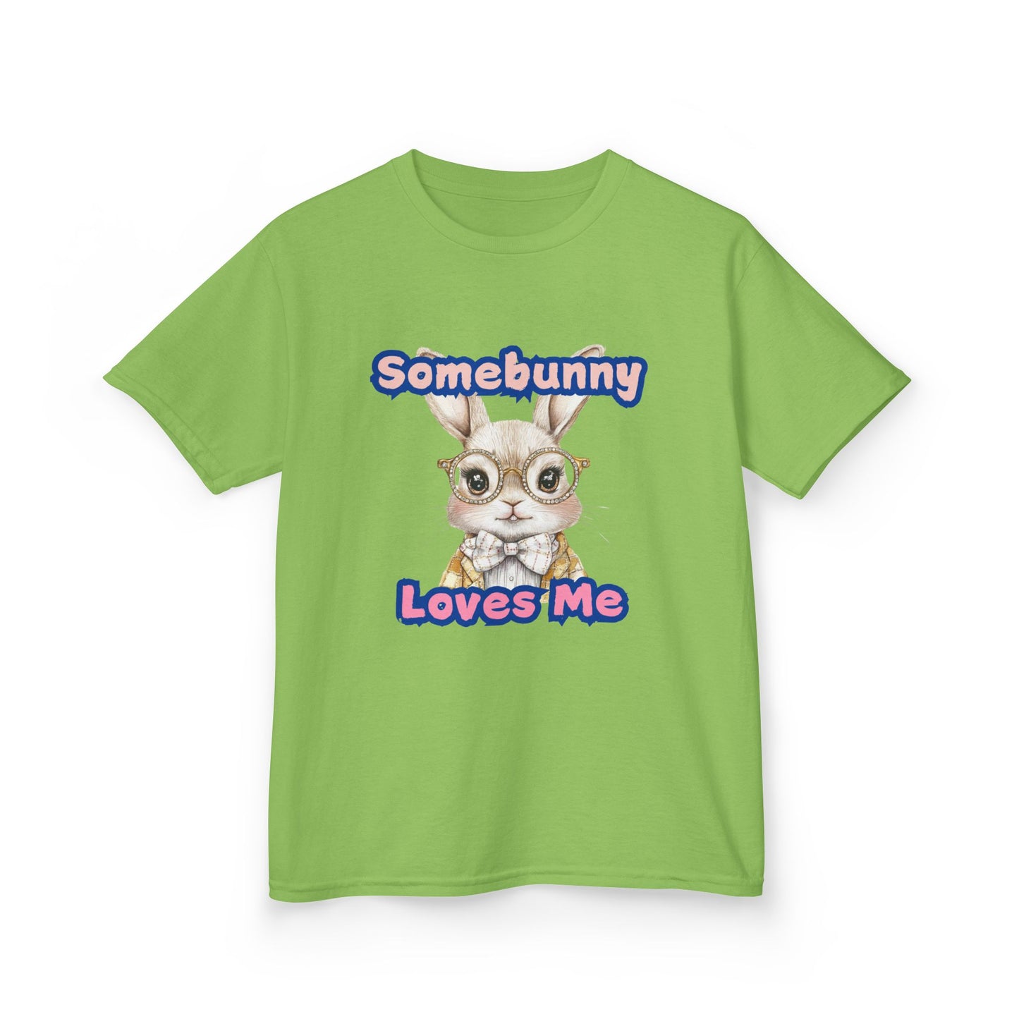 Kids Heavy Cotton Tee - Somebunny Loves Me T-Shirt for Easter and Spring Celebrations